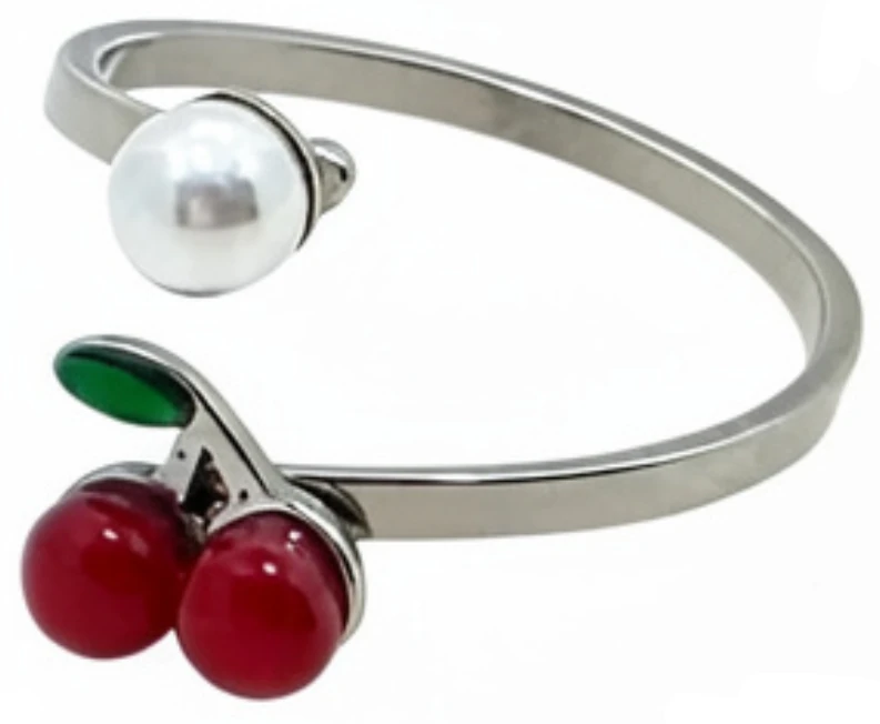 Anillo de acero quirurgico cereza y perla